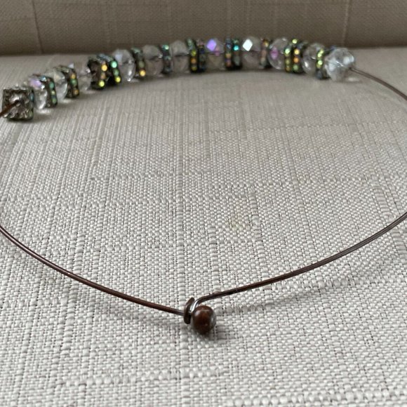 Women Necklace Choker Brown Tone Multi Clear Crystal Fashion Jewelry - Picture 6 of 10